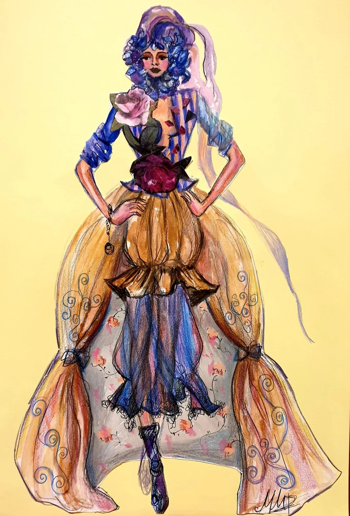 Mihaela's colour sketch of a gown